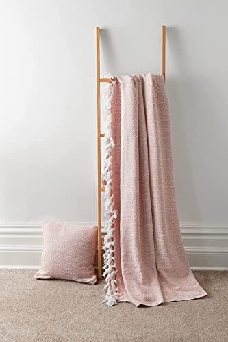 Image of London Dream Regal Medium Throws For Sofas And Chairs (127 x 152 cm) Blush Pink Diamond Geo Pattern, 100% Cotton Reversible Throw Blanket For 1 Seater Single Bed Couch Chair