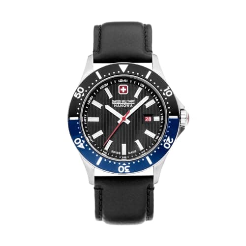 Image of Swiss Military Hanowa SMWGB2100606 Flagship X Men's Watch with Genuine Leather Strap 10 ATM, Black, Strap.