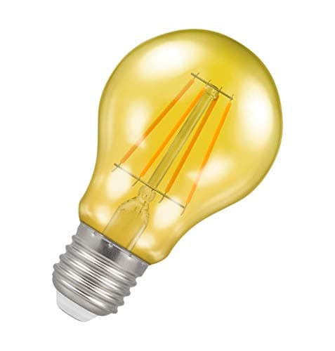 Image of Crompton Lamps Yellow LED GLS Light Bulb 4.5W E27 Harlequin | IP65 Outdoor Lights LED Bulbs | Energy-Saving Replacement for 25W Bulbs | 15,000 Hours Life | for Festoon Lights Outdoor