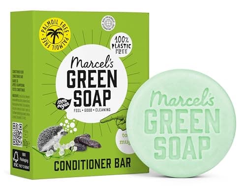 Image of Marcel's Green Soap - Hair Conditioner Bar Tonka & Muguet Scents - Eco-Friendly - Zero Plastic Packaging - Palm Oil Free - Vegans - Compact and Long-Lasting - 60 grams