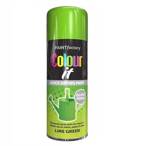 Image of SuperGift.com 400ml Quick Drying Lime Green Gloss Spray Paint, Lime Green Color, High Gloss Finish, Multi-Surface Aerosol Paint for Indoor and Outdoor Use