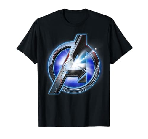 Image of Marvel Avengers Endgame Avenger Tech Logo Shine T-Shirt
