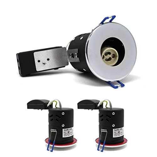 Image of sanlumia 2 X LED Fire Rated Downlight Can GU10 Recessed Ceiling Twist & Lock Interchangeable Downlight IP20 Chrome