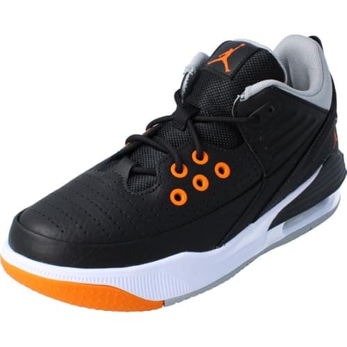 Image of NIKE Jordan Max Aura 5 GS Grade School Trainers Sneakers Fashion Shoes DZ4352 (Black/Wolf Grey/White/Magma Orange 008) Size UK4.5 (EU37.5)