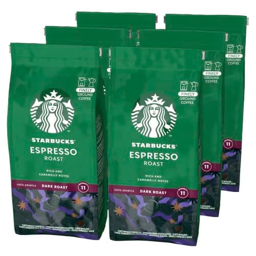 Image of STARBUCKS Espresso Roast, Dark Roast, Ground Coffee 200g (Pack of 6)