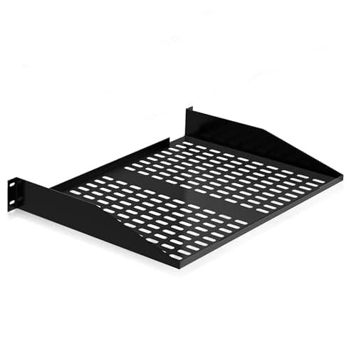 Image of Pyle 2U Server Rack Shelf, Vented Shelves for Good Air Circulation, Cantilever Mount, Wall Mount Rack, Universal Device, Cabinet Shelf, Computer Case Mounting Tray, 1 pc, Black