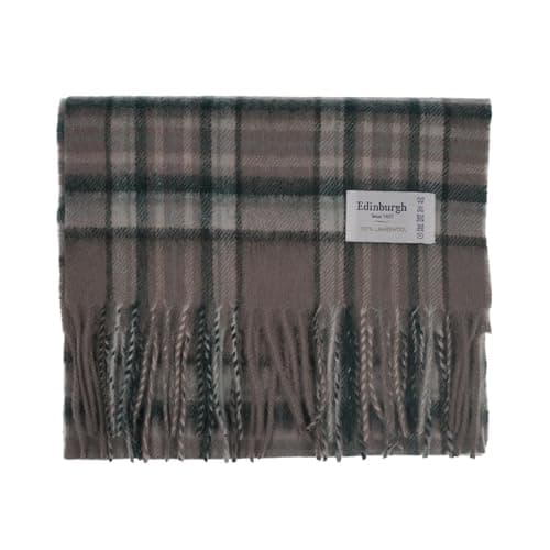 Image of ClanWool 100% Lambswool Tartan Scarf Classic Edinburgh Style Wool Scarf With Fringes – Essential Accessory - Royal Stewart Vintage Pink