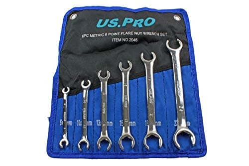 Image of US PRO 6 Piece Metric 6 Point Flare Nut Spanner Wrench Set 8-24mm 2046