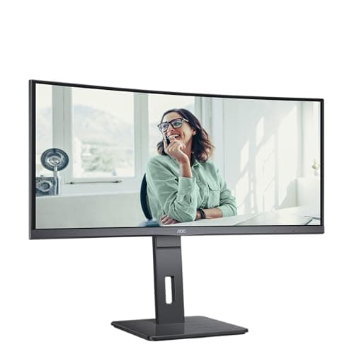Image of AOC CU34P3CV - 34 Inch QHD Curved Monitor, 100Hz, VA, Height Adjust, Speakers, USB HUB, USB-C PD 65W, KVM (3440 x 1440 100Hz, HDMI 2.0 / DP 1.4 / USB-C / USB 3.2)