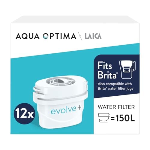 Image of Aqua Optima Evolve+ Water Filter Cartridges 12 Pack - Fits Brita Jugs & Alternative for Maxtra Filters* - Reduces Limescale, Chlorine and Other Impurities - by LAICA (Packaging May Vary)
