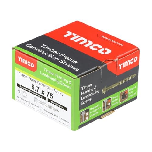Image of TIMCO Timber Screw – Hex Head – Exterior Green – 6.7 x 75 - Box of 50