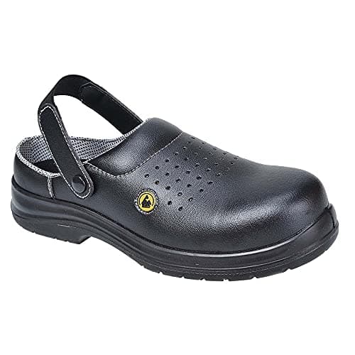 Image of Portwest Portwest Compositelite ESD Perforated Safety Clog SB AE, Size: 47, Colour: Black, FC03BKR47