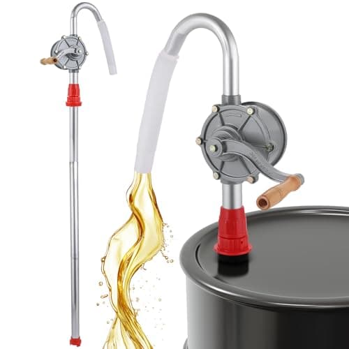 Image of DASBET Oil Barrel Pump Aluminum Alloy Rotary Hand Crank Drum Pump Manual Barrel Oil Pump Tool Detachable Hand Cranked Fuel Transfer Pump Fit 5 to 55 Gallon Drums Fuel Transfer Drum Pump for Petrol Die
