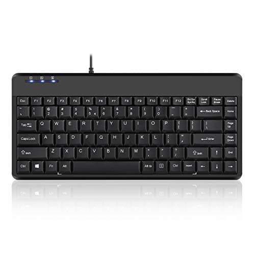 Image of perixx Periboard-409H, Mini Keyboard with USB Port - 12.40x5.79x0.79 Inch Dimension - Piano Finish Black - Build In 2X USB2.0 Hubs - USB Interface, US English Layout