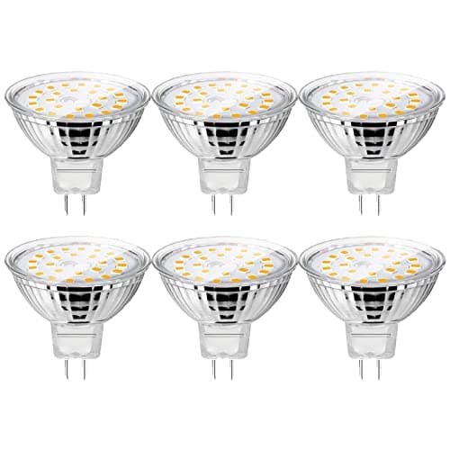 Image of UYHGO MR16 LED Bulbs Warm White, GU5.3 Light Bulbs 2 Pin Base 120° Beam Angle with Glass Cover, Φ50mm, 5W (50W Halogen Equivalent), AC/DC 12V, Non-Dimmable 6 Pack