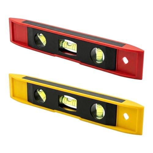 Image of 2 Pcs Spirit Level, 23cm Magnetic Spirit Level, Small Spirit Level with 3 Vials 45°/90°/180°, Lightweight Portable and Great for Multitasking DIY Jobs, Yellow & Red