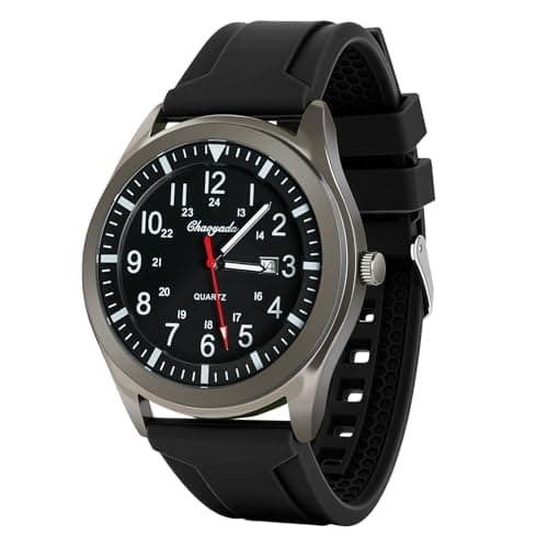 Image of APXEL Men's Analogue Quartz Military Watch - Glow in The Dark with Date Window and Silicone Strap - Army Tactical Sports Minimalist Design