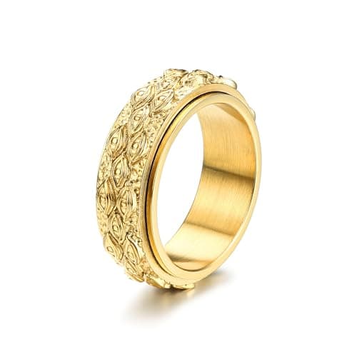 Image of GTHIC Stainless Steel Eye of Providence Spinner Ring for Men Women Gold Non Tarnish Gothic Ring All Seeing Rotating Band Ring Vintage Evil Eye Fidget Rings For Anxiety Jewelry Rings Size 12