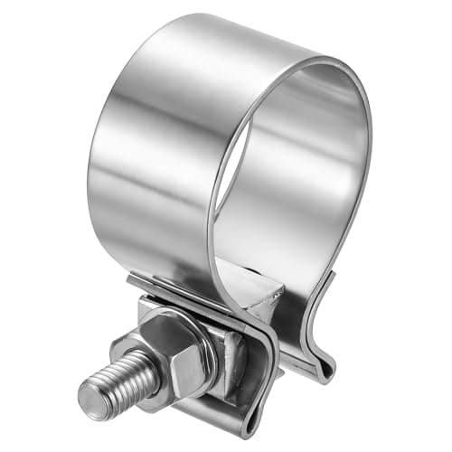 Image of sourcing map T-Bolt Hose Clamp 48-50mm Stainless Steel Joint Bolt Exhaust Clamp Band Width 31mm for Pipes Mufflers Hose Water Pipe, Silver
