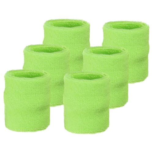 Image of YELARXI Wrist Sweatbands Sports Absorbent Wristband Tennis Wrist Bands Sweat Band for Men and Women Elastic Breathable Wristbands, 6 Pack & 3" & Light Green