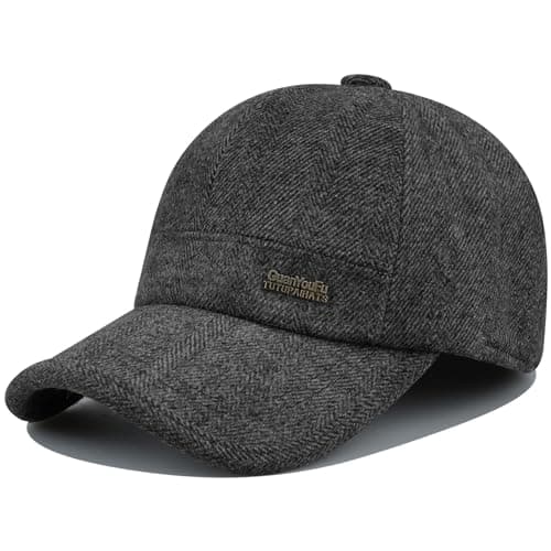 Image of Clape Thermal Woolen Baseball Cap Warm Winter Cap Wool Dad Hat Cap Outdoor Sport Hat with Ear Flaps Adjustable Ski Visor Hat