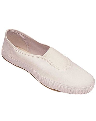 Image of Unisex Slip On School Plimsolls Art no 7231 Black & White (Adult Shoe Size 11, White)