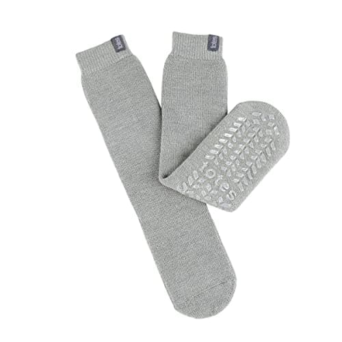 Image of totes® toasties® Ladies Recycled 3.0 TOG Thermal Slipper Socks, Cosy Lined Bed Socks with Slip-Resistant, Tread Recycled Yarn, Machine Washable – Gift Ready Winter Warmers, Grey, One Size