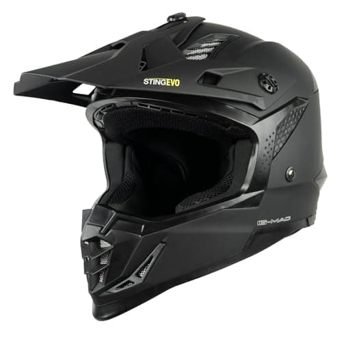Image of G-Mac Sting Evo Off Road Motocross Dirt Bike ATV MX Motorbike Helmet (Matt Black, L)