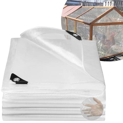 Image of Clear Tarpaulin Waterproof Heavy Duty: 2m x 3m 130GSM Tear-Resistant PE Tarp with Reinforced Grommets - UV Protected Cover for Garden Pergola Ground & Chicken Coop