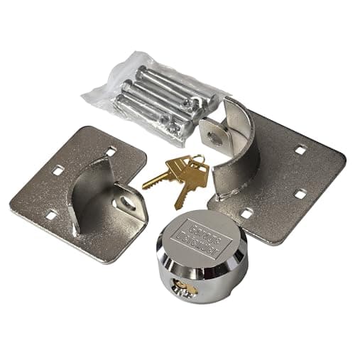 Image of iCAN Heavy Duty Lock, 73 mm Round Shackleless Padlock and Hasp Solution Pack, Silver, Maximum Security, Corrosion Resistant, Suitable for Vans, Sheds, Garages, Container, 2Kg. (1)