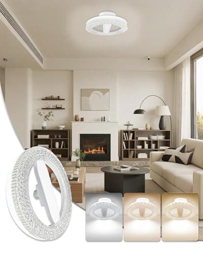 Image of RUIQIO E27 Crystal Chandeliers Ceiling Lights 24W 3000K/4000K/6500K Round Modern LED Ceiling Lights for Kitchen Bathroom Stairwell Hallway Dining Bedroom Living Room (E27 Light Socket Not Included)