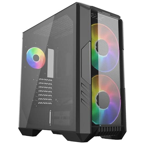 Image of Cooler Master HAF 500 PC Case: Mid-Tower, 2 x 200mm Pre-Installed ARGB Fans for High-Volume Airflow, Rotatable 120mm GPU Fan, Versatile Cooling Options, Tempered Glass Side Panel, Removeable Top