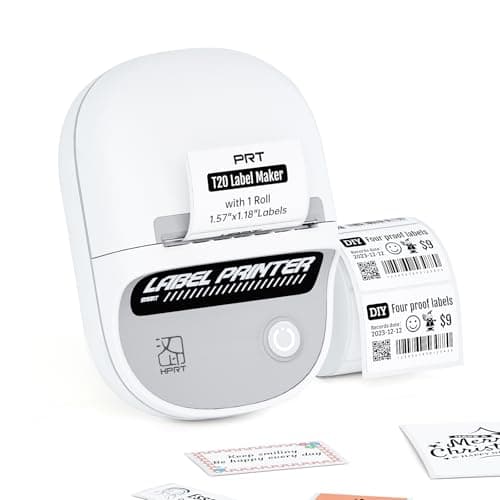 Image of PRT T20 2 inch Label Maker - Bluetoth Portable Label Printer, with Auto Identification and Waterproof Label, Thermal Inkless Labeler for Office, Home, Kitchen, Organization