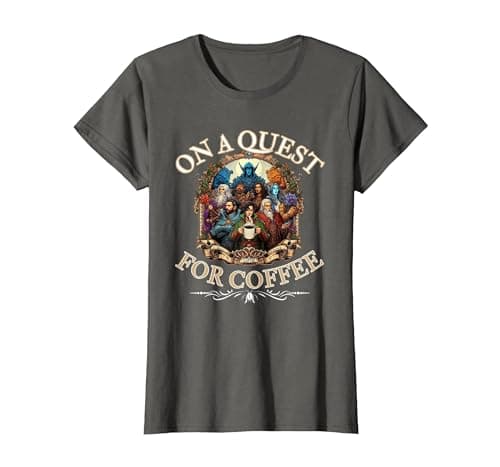 Image of Novelty Fantasy RPG Character Quest T for Coffee Lover T-Shirt, Women, Asphalt Grey, 3X-Large