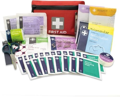Image of Lewis-Plast Premium 92 Piece First Aid Kit - Safety Essentials for Travel, Car, Home, Camping, Work, Hiking & Holiday Red , Small