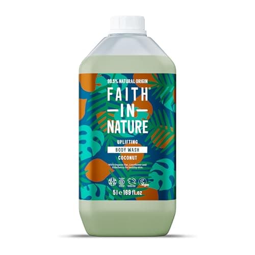 Image of Faith In Nature Organic Coconut Body Wash, Uplifting Shower Gel, Vegan & Cruelty Free, No SLS or Parabens, 5L Refill Pack