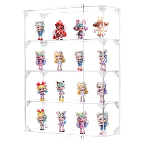 Image of Dezzer Acrylic Display Case for Collectibles, 4 Tier Clear Cabinet Storage Box with Magnetic Door, Dustproof Showcase for Action Figures Toys, Wall Mounted or Coutertop Organiser (30.5x10.2x40.4 cm)