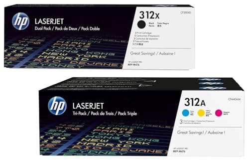 Image of HP 312X High Yield Black + 312A Cyan, Magenta, Yellow Standard Original LaserJet Toner Cartridge Multipack Set Color LaserJet Pro MFP M476, M476NW, M476DN, M476DW