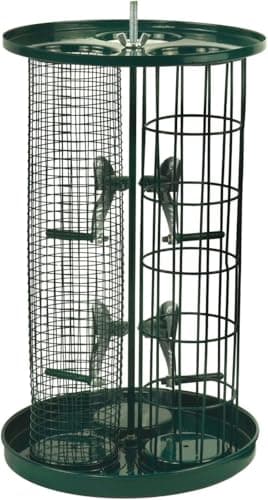 Image of PRADICHI 3-in-1 Metal Bird Feeder for Small Wild Birds – Chew Proof Coated Steel Tube Feeder with Seed Guard, Heavy Duty Hanging Feeder for Seed, Nuts & Suet Balls