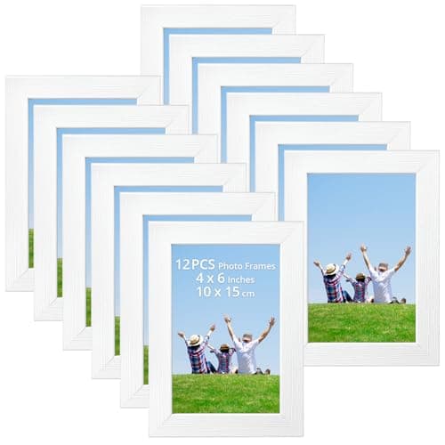 Image of QWORK® 12 PCS Photo Frames, 6 x 4 Inches White Photo Frames for Wallmount, Tabletop Display