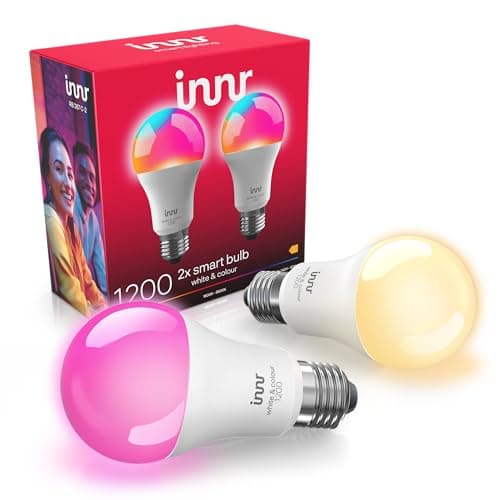 Image of Innr Zigbee Smart Bulb, Works with Hue* and Alexa (Bridge Required), White & Colour, 16 Million Colours, 50% More Brightness, E27 LED Screw Bulb, Dimmable, 1210 Lumen, 2-Pack