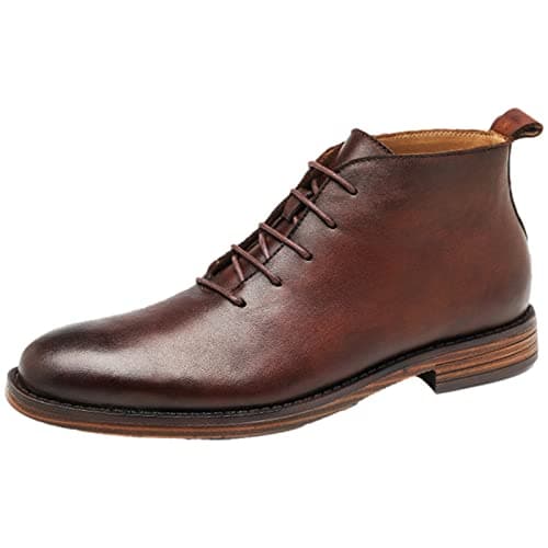 Image of rismart Dress Stylish Boots for Men Leather Ankle High Winter Shoes Brown,10.5
