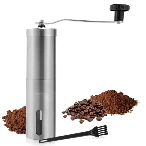 Image of Manual Coffee Grinder,UNIFUN Burr Coffee Crinder Stainless Steel with Adjustable Ceramic Conical Burr, Hand Crank Mill, Compact Size Perfect for Your Home, Office or Travelling