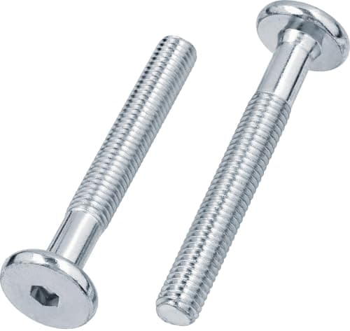 Image of M6 (6mm x 70mm/45mm) (Pack of 10) Silver Flat Head Furniture Screw Hex Drive Socket 4.8 Zinc Plated Steel with Metric Thread Partially Threaded Bolts for Furniture Cots Beds Crib N04-05AB