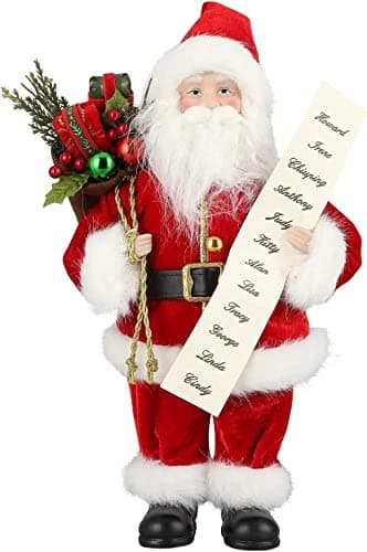 Image of Uten Deluxe Father Christmas Santa Claus Standing Figure With Gift Bag and Lists 12 Inch Xmas Ornament Home Decoration Christmas Figure