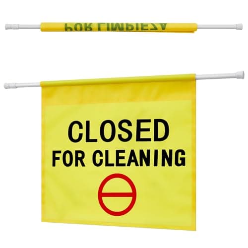 Image of CroBlissful Closed for Cleaning Sign for Restroom English 30 x 53 Inch Expandable Commercial Yellow Hanging Doorway Safety Sign Banner for Janitors Bathroom Restaurant Maintenance