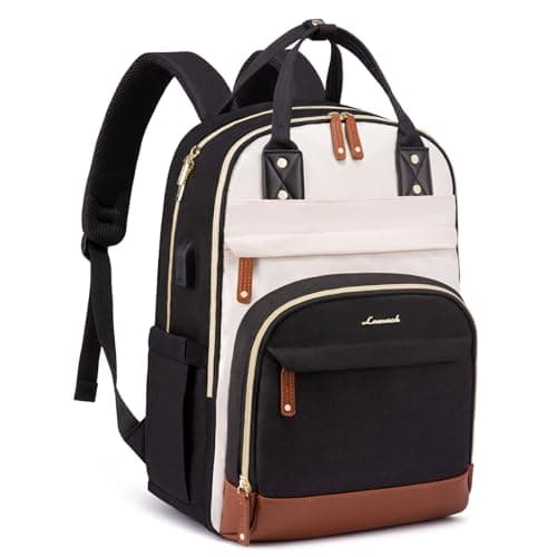 Image of LOVEVOOK Laptop Backpack Women 15,6 inch, Waterproof Rucksack Bag with USB Port & Anti-theft Zipper, Large Womens Laptop Bags Back Pack for Work College Teacher Uni School Travel, Black