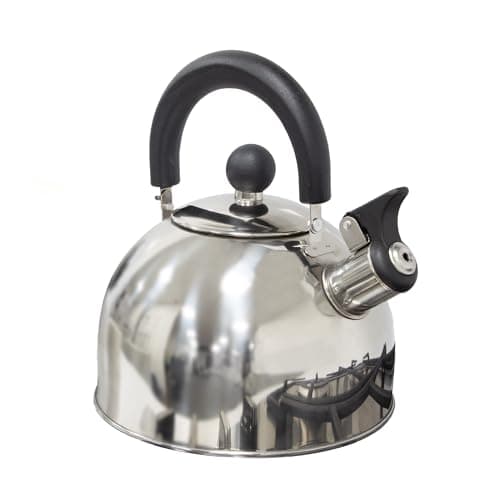 Image of Milestone Camping 2L Whistling Camping Kettle/Durable and Lightweight/Pouring Spout and Heat-Resistant Handle/Stainless Steel/Ideal for Camping, Fishing, Workshops and Garages 65580