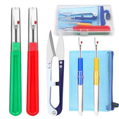 Image of 4 Pcs Seam Ripper, Big and Small Stitching Thread Unpicker, Thread Cutter Remover, Seam Rippers for Sewing, Stitch Ripper with Scissor, Storage Bag, Storage Box for Sewing Needlework DIY Craft