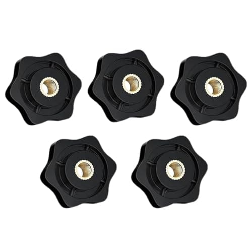 Image of 5 PCS M6 Star Clamping Nuts, Plastic and Brass Wing Nuts, Clamping Handle Knobs Diameter 31mm, Handle Star Nut for Machines, Furniture, Machine Tools, Fitness Equipment (5Pcs Black)